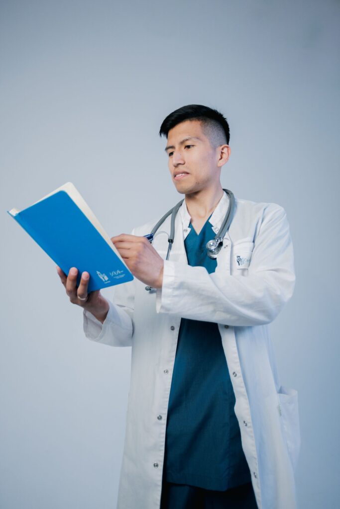 Doctor reviewing records