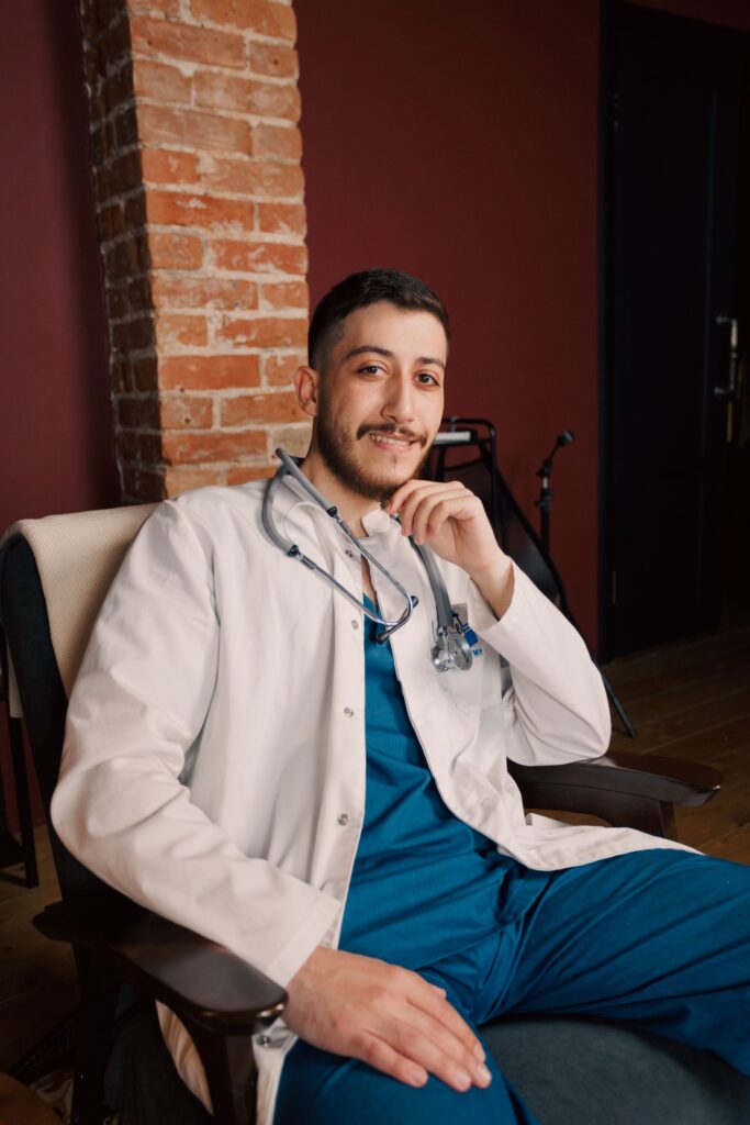 Smiling doctor in a modern clinic