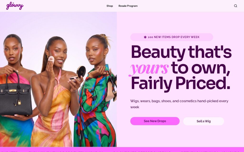 Glowvy landing page desktop